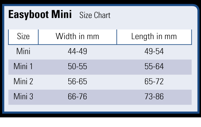 sizing chart mini boot